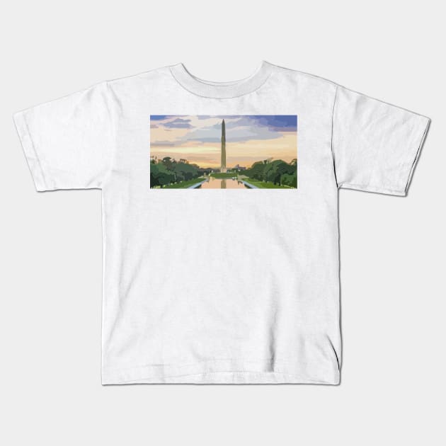 Washington Monument Abstract Painting Kids T-Shirt by gktb